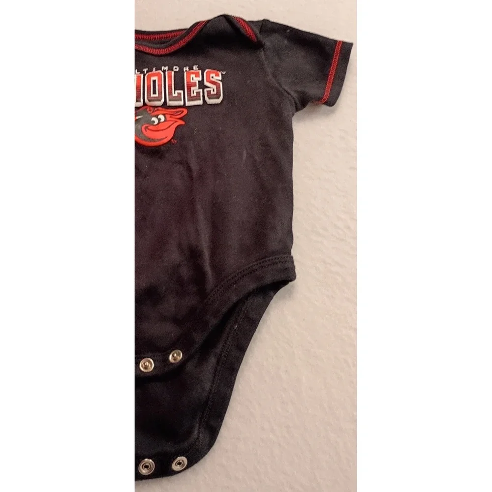 MLB Baby Baltimore Orioles Bodysuit Navy Blue Red 6M Baseball Fan Gear Cotton